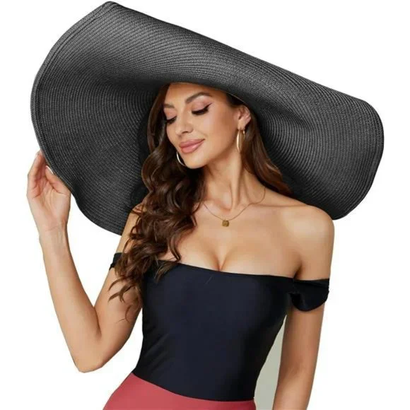 Accessories | Black Straw Hat Trendy Wide Brim Floppy Large  display picture 1